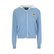 Layered Light Blue Lace Knit Hoodie