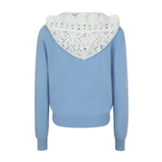 Layered Light Blue Lace Knit Hoodie