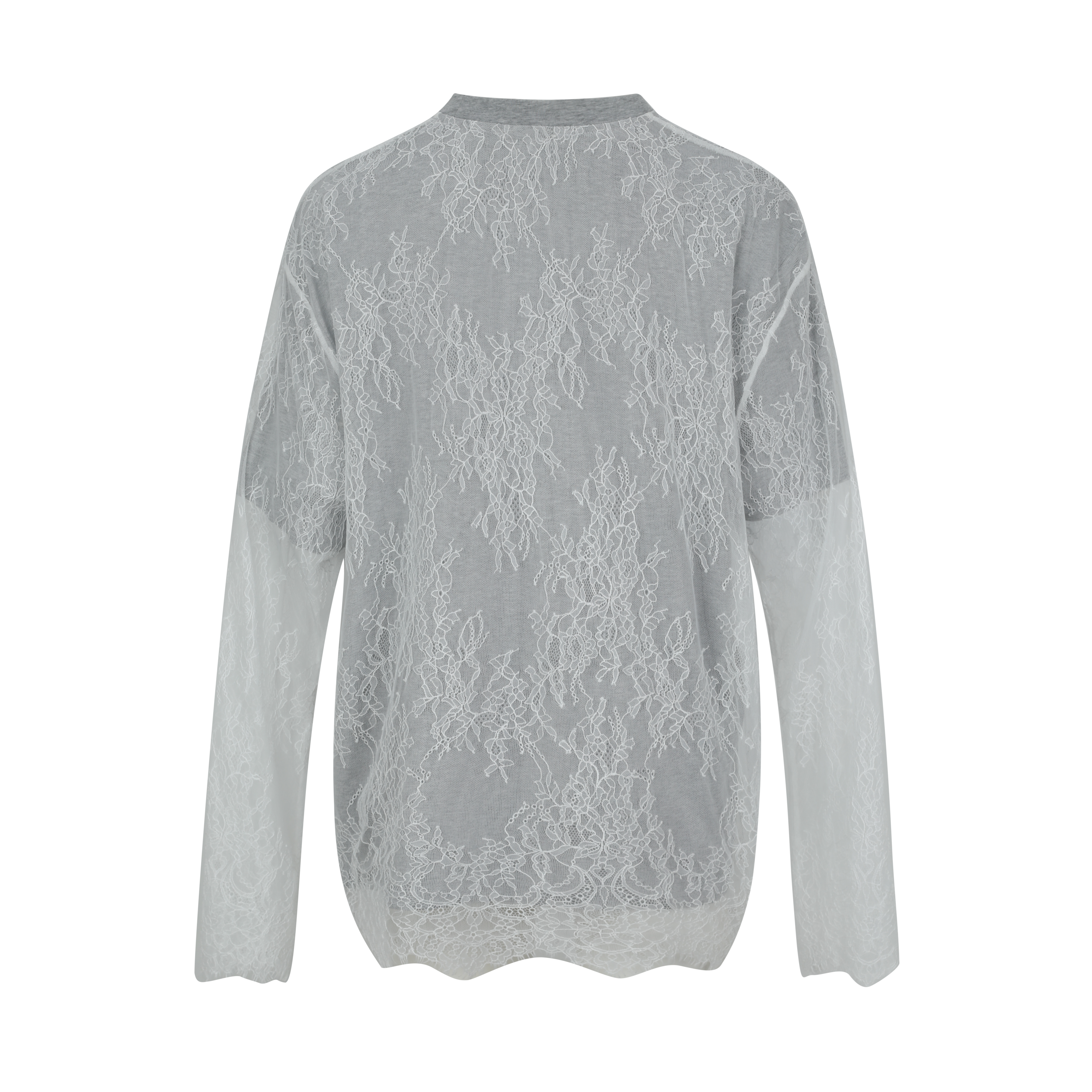 Gray Lace Detail Faux Layered Tee