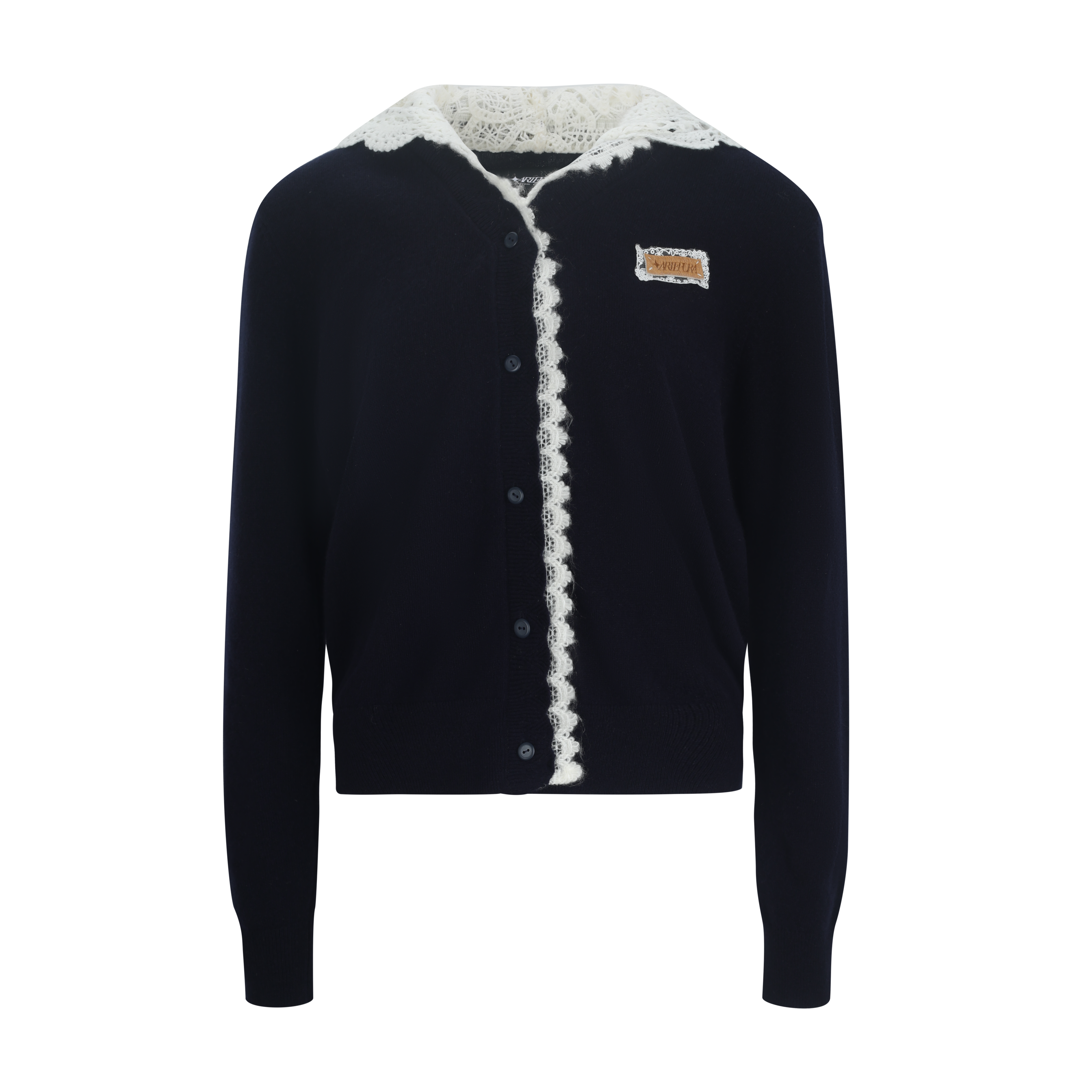 Layered Navy Lace Knit Hoodie