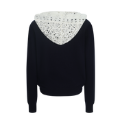 Layered Navy Lace Knit Hoodie