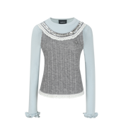 Light Blue Knit Faux-Layered Top