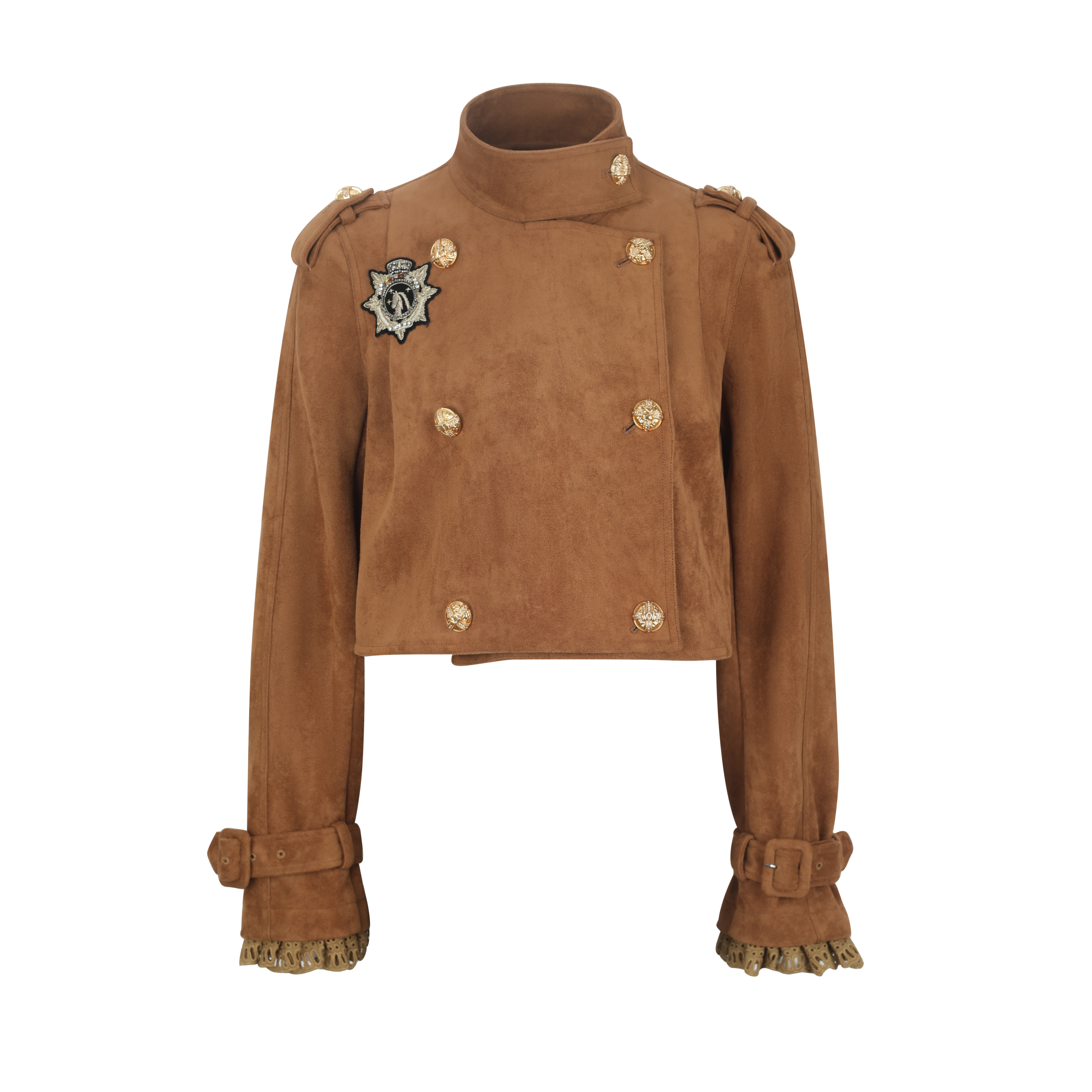 Brown Suede Short Cape Jacket