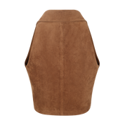 Brown Suede Beaded Flower Vest