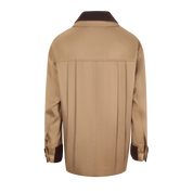 Light Coffee Faux-Layered Braided-Embroidery Barn Jacket