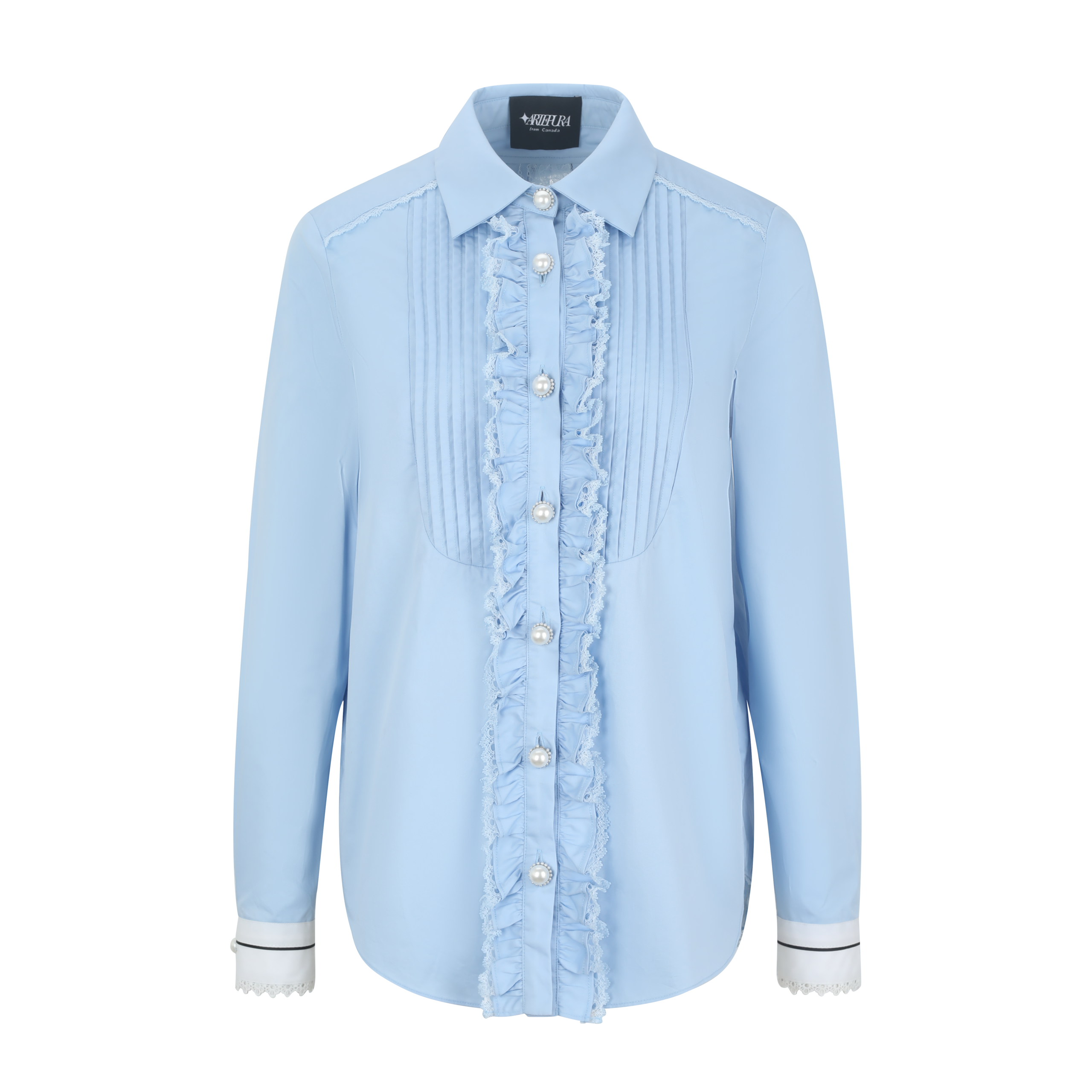 Blue Layered Back Lace Shirt