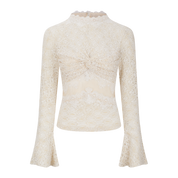 Ivory Twist Lace Cutout Faux-Layer Top