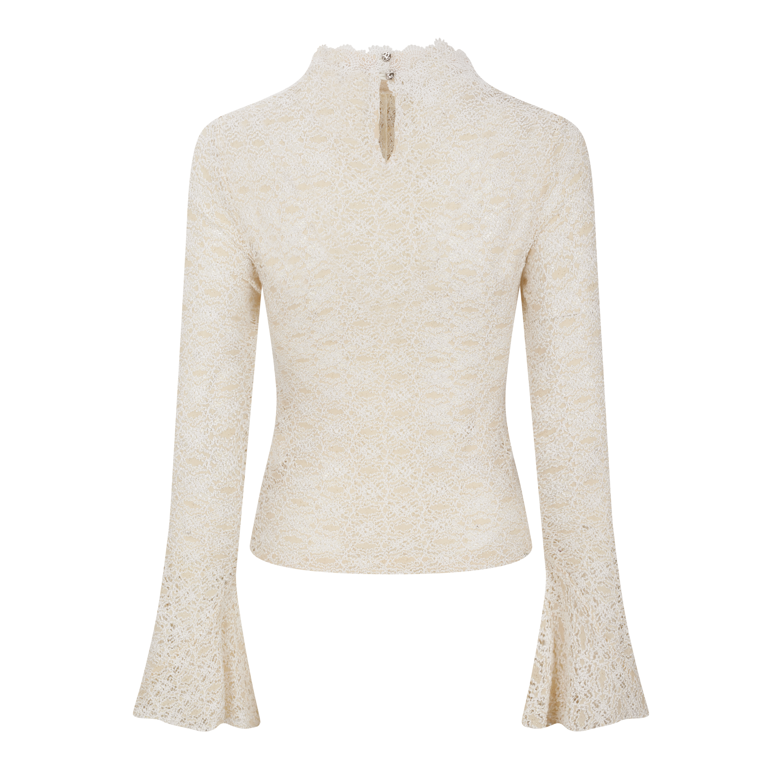 Ivory Twist Lace Cutout Faux-Layer Top